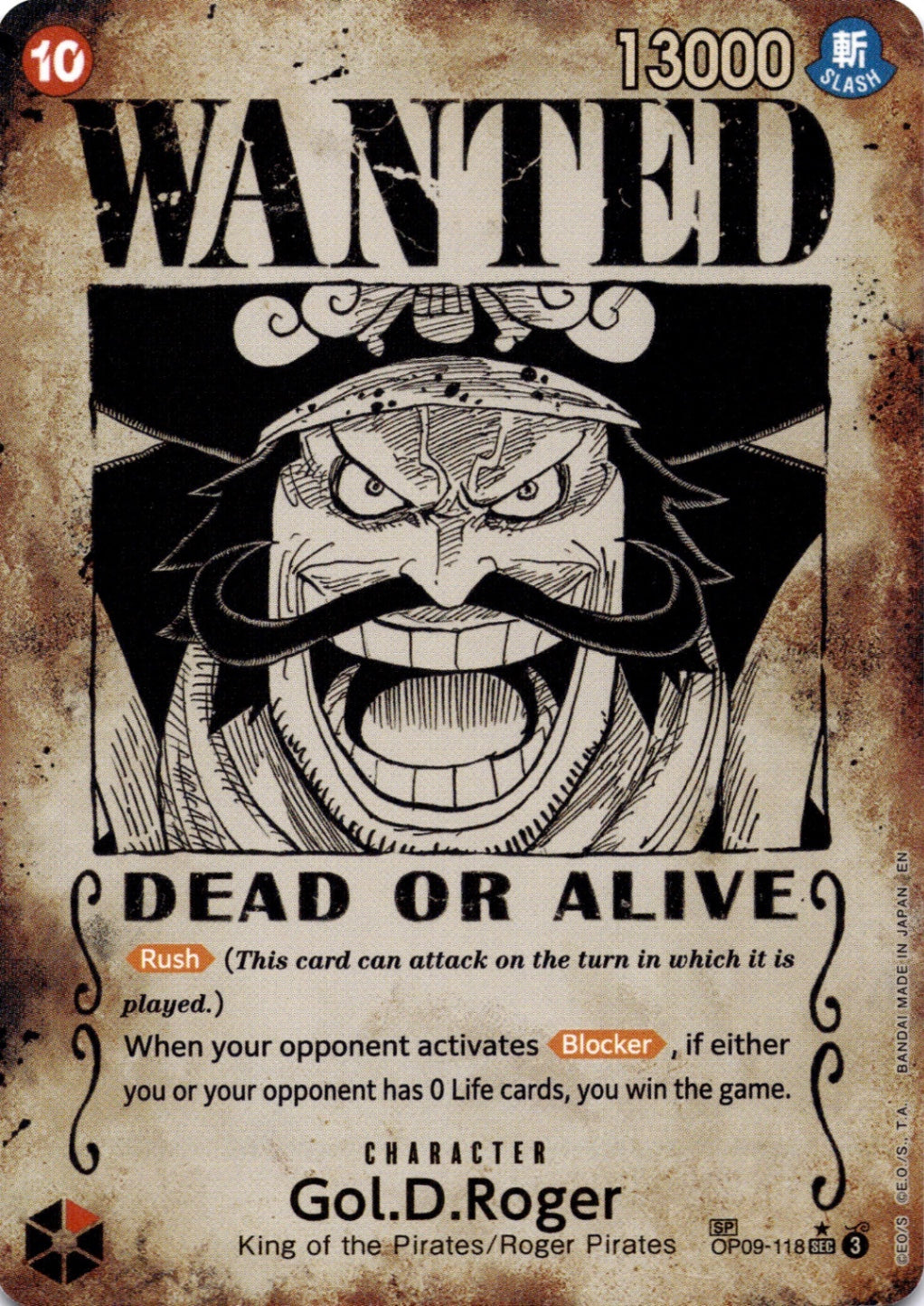 Gol.D.Roger -  (SP) (Wanted Poster) SEC Carrying On His Will OP09-118 NM