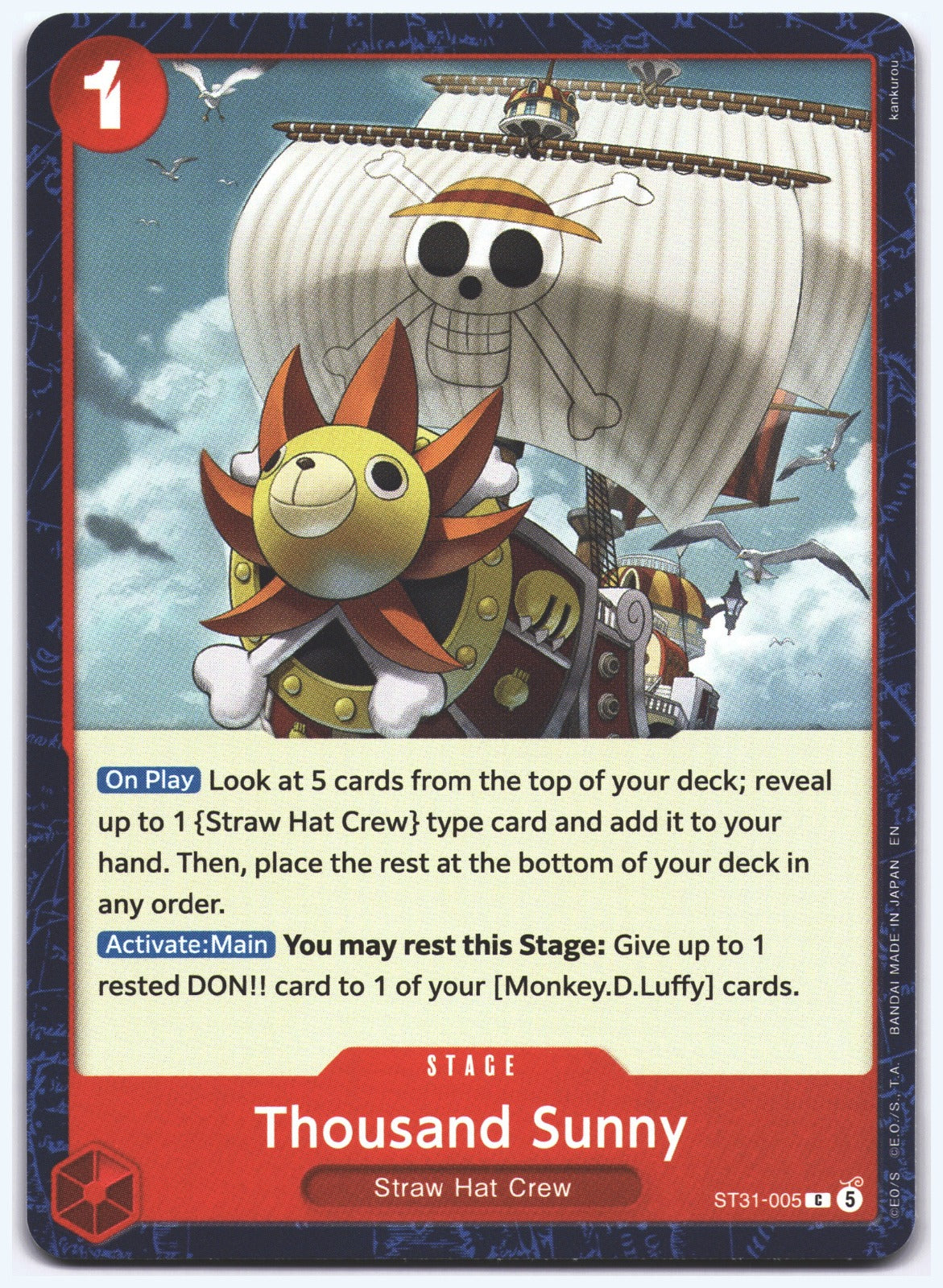 Thousand Sunny C Starter Deck 31: RED Monkey.D.Luffy ST31-005 NM