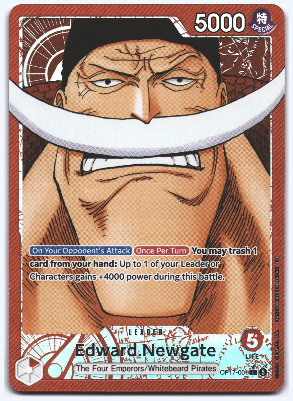 Edward.Newgate (001) (Alternate Art) L The World's Strongest Warriors OP17-001 NM