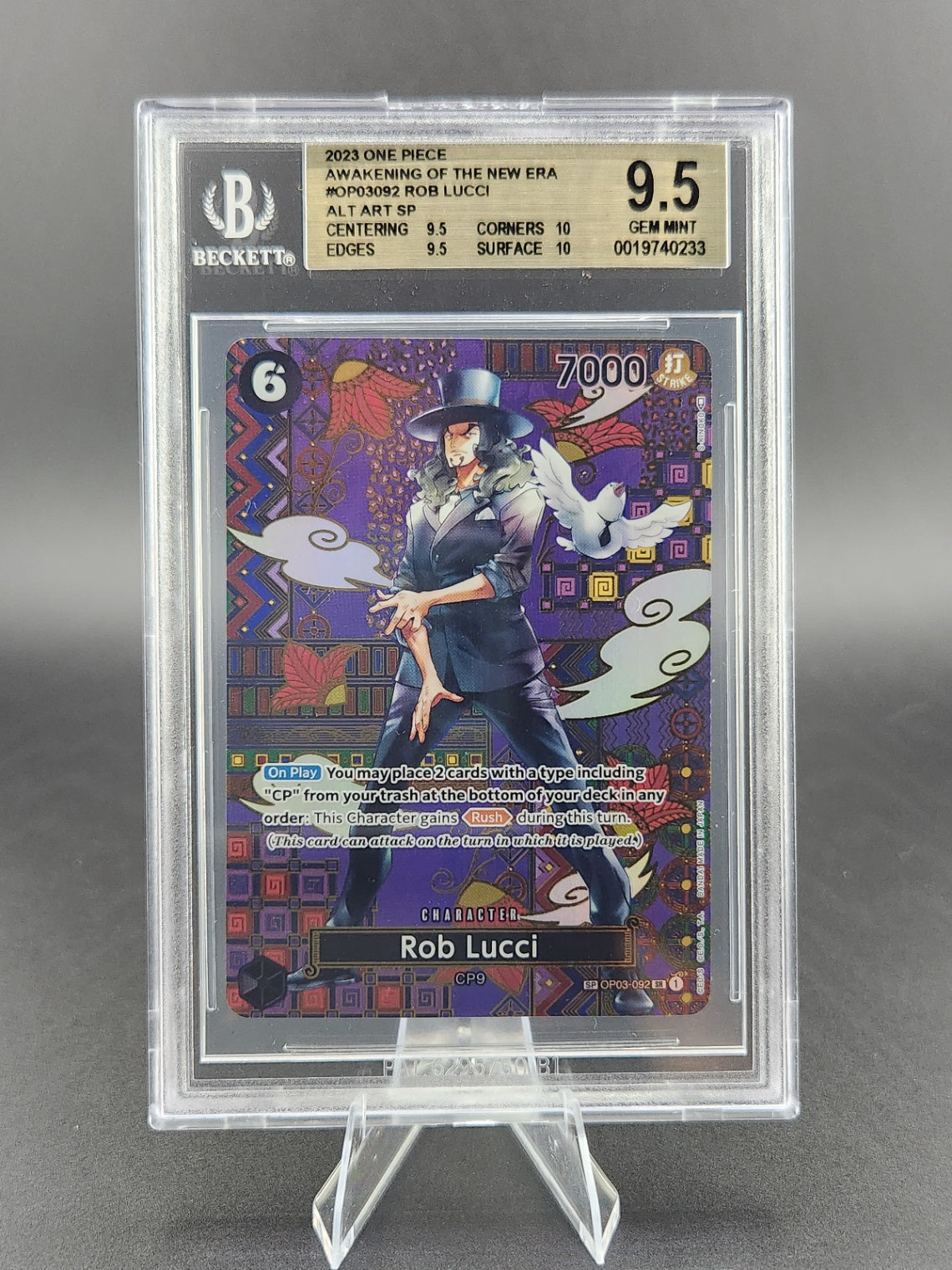 Rob Lucci (092) (SP) SR Awakening of the New Era OP03-092 BGS 9.5