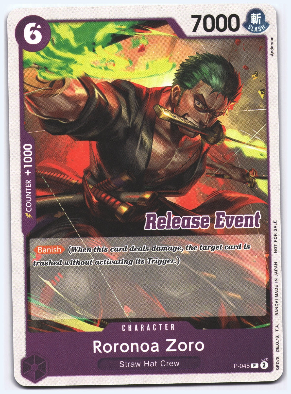 Roronoa Zoro (ST15 - ST20 Release Event Winner Pack) PR One Piece Promotion Cards P-045 NM