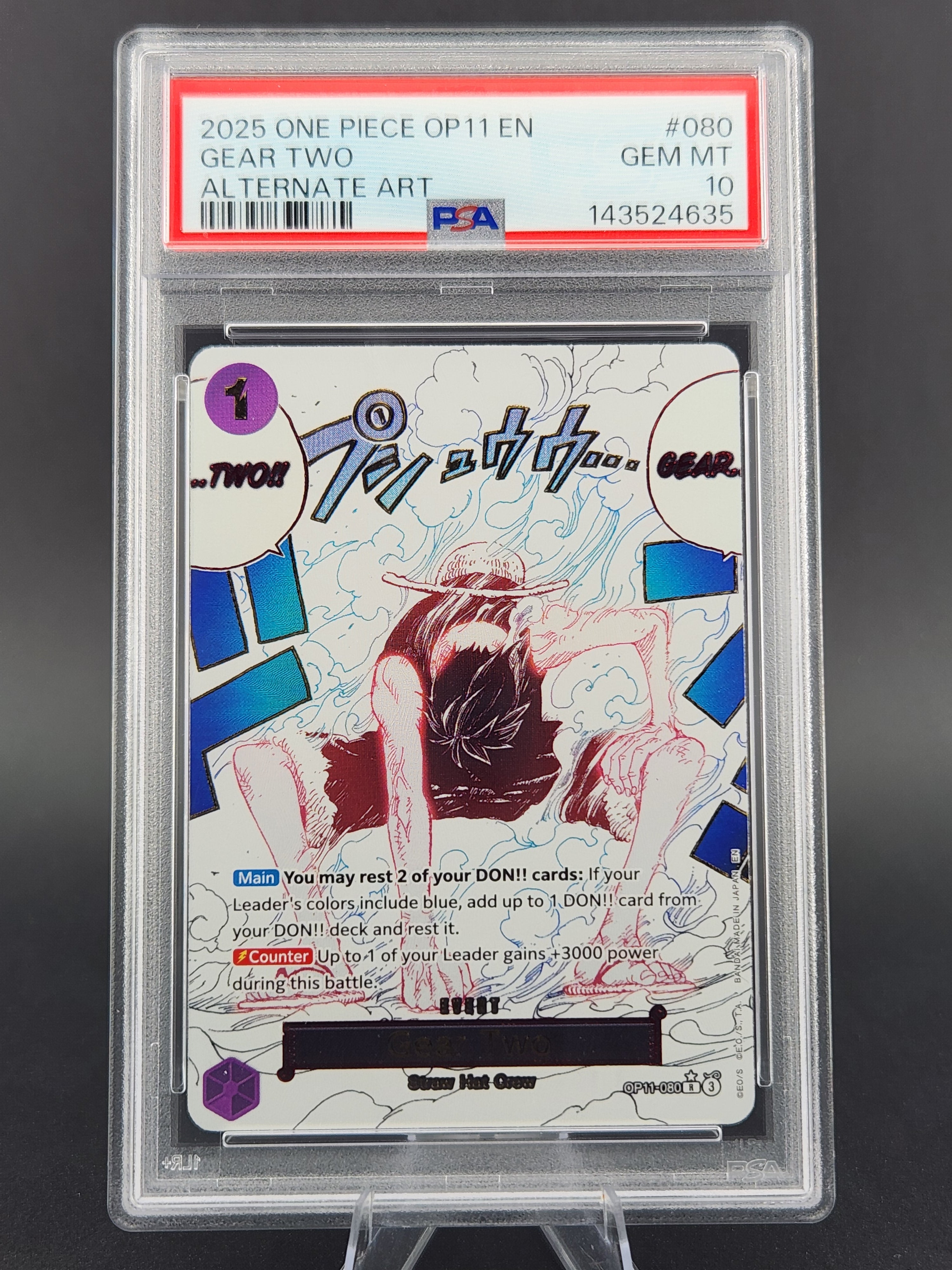 2025 One Piece OP11 EN #080 Gear Two Alternate Art PSA 10 GEM MINT