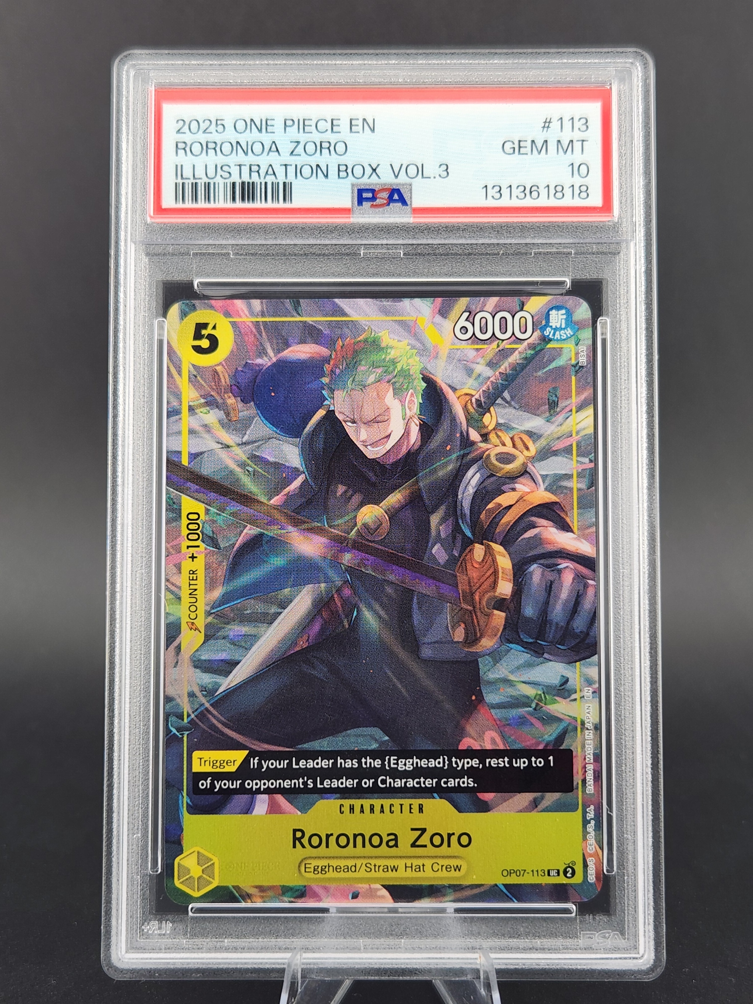 2025 ONE PIECE PROMOS ILLUSTRATION BOX VOL.3 #113 RORONOA ZORO PSA 10