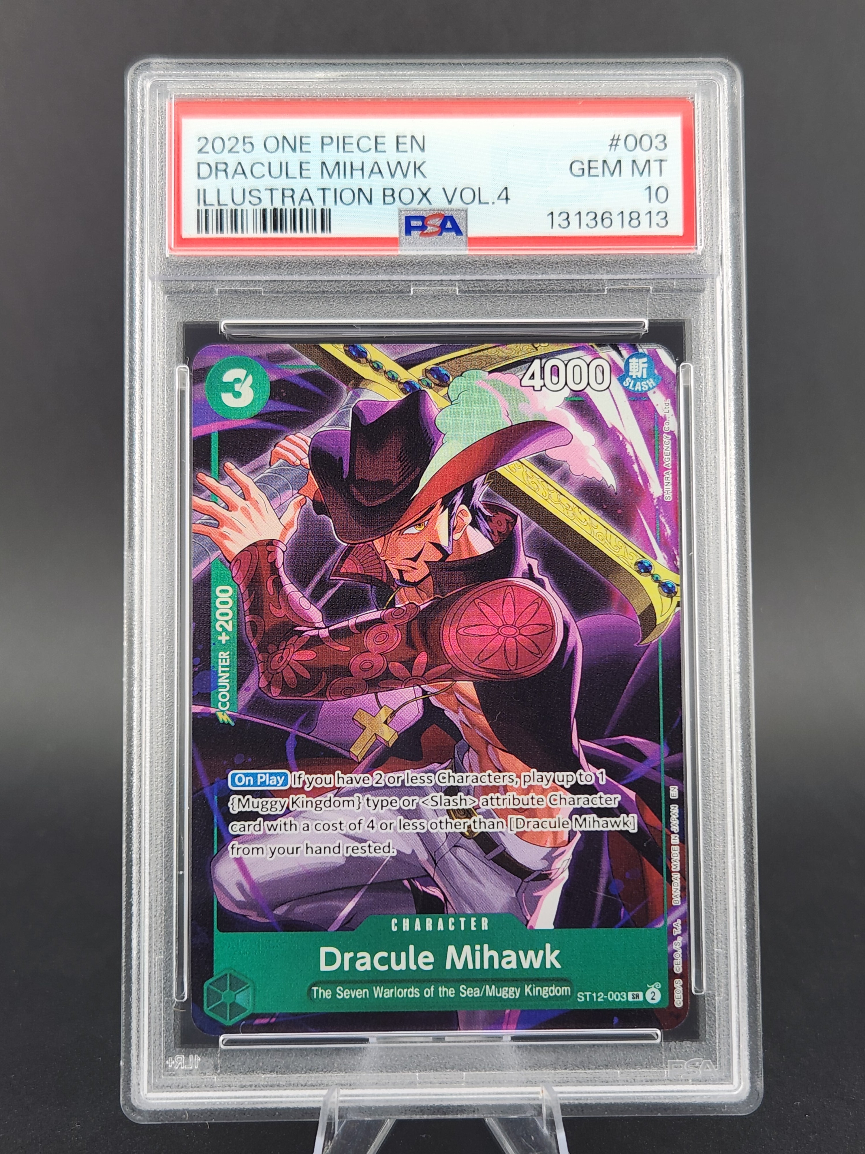 2025 One Piece English Dracule Mihawk 003 Illustration Box Vol 4 PSA 10