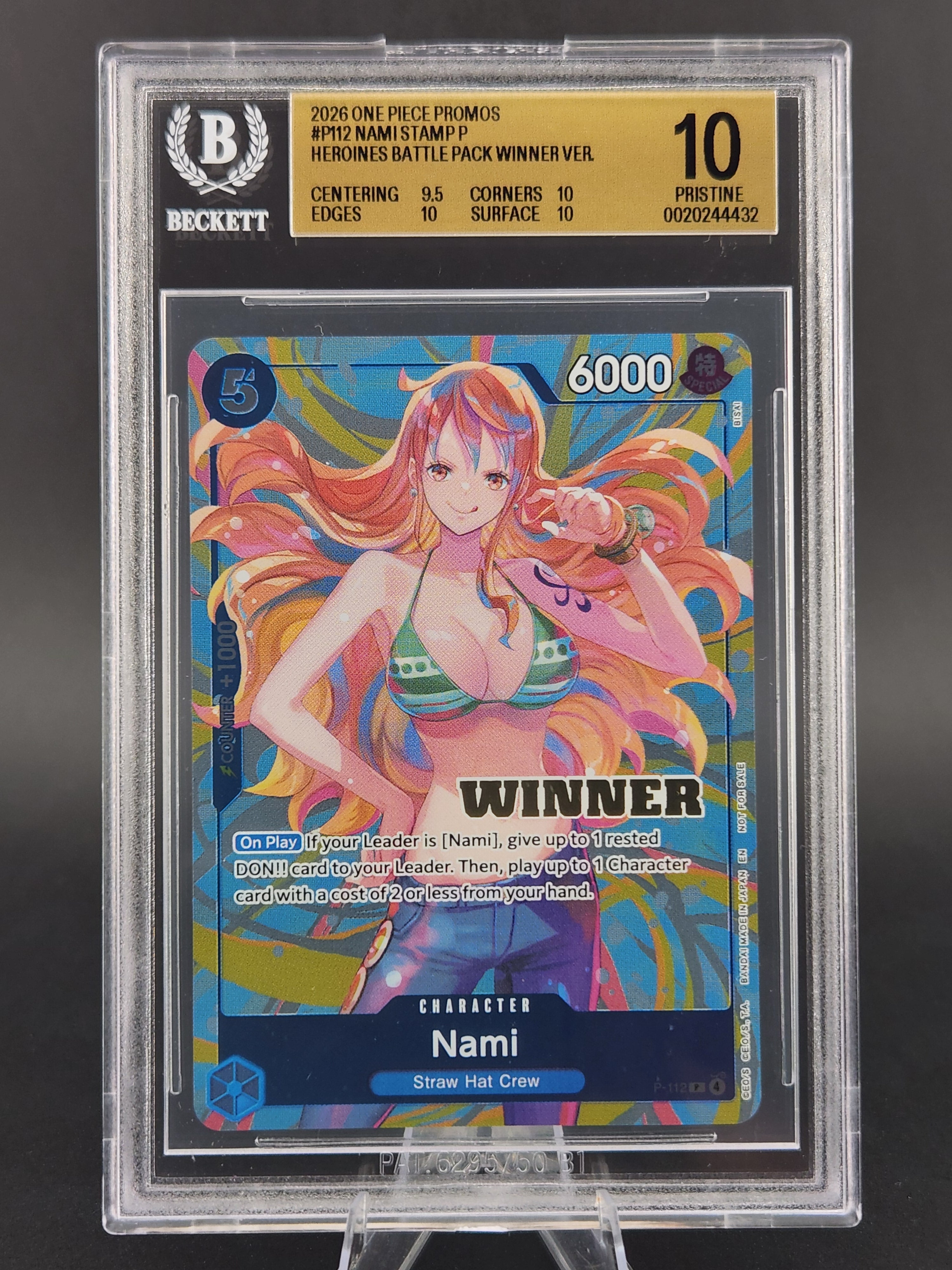 Nami (Heroines Battle Winner Pack) PR One Piece Promotion Cards P-112 BGS 10
