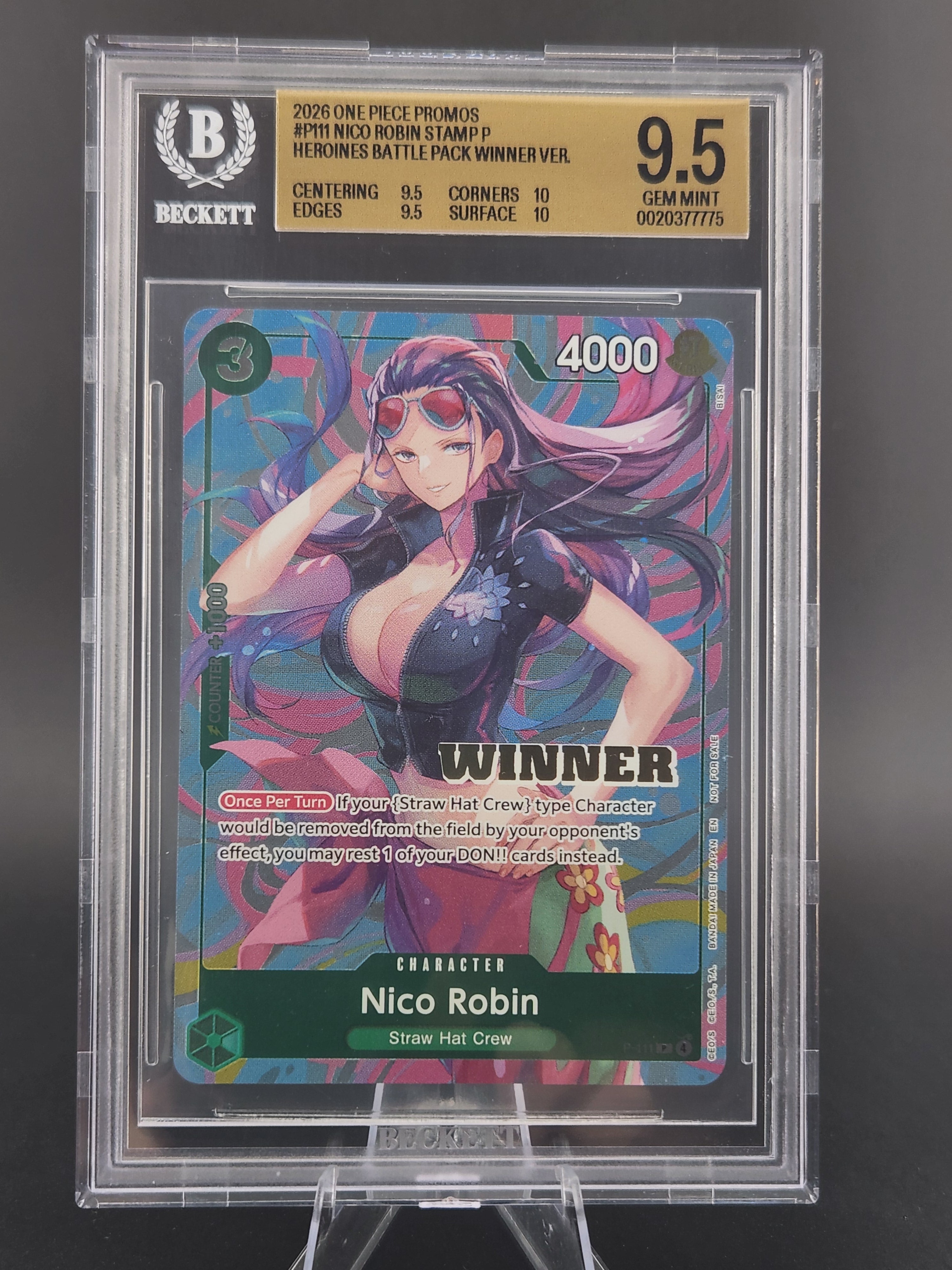 2026 One Piece Promo Nico Robin P-111 Heroines Battle Winner BGS 9.5