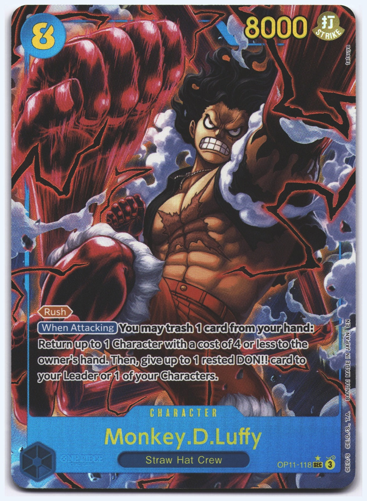 Monkey.D.Luffy (118) (Alternate Art) SEC A Fist of Divine Speed OP11-118 NM