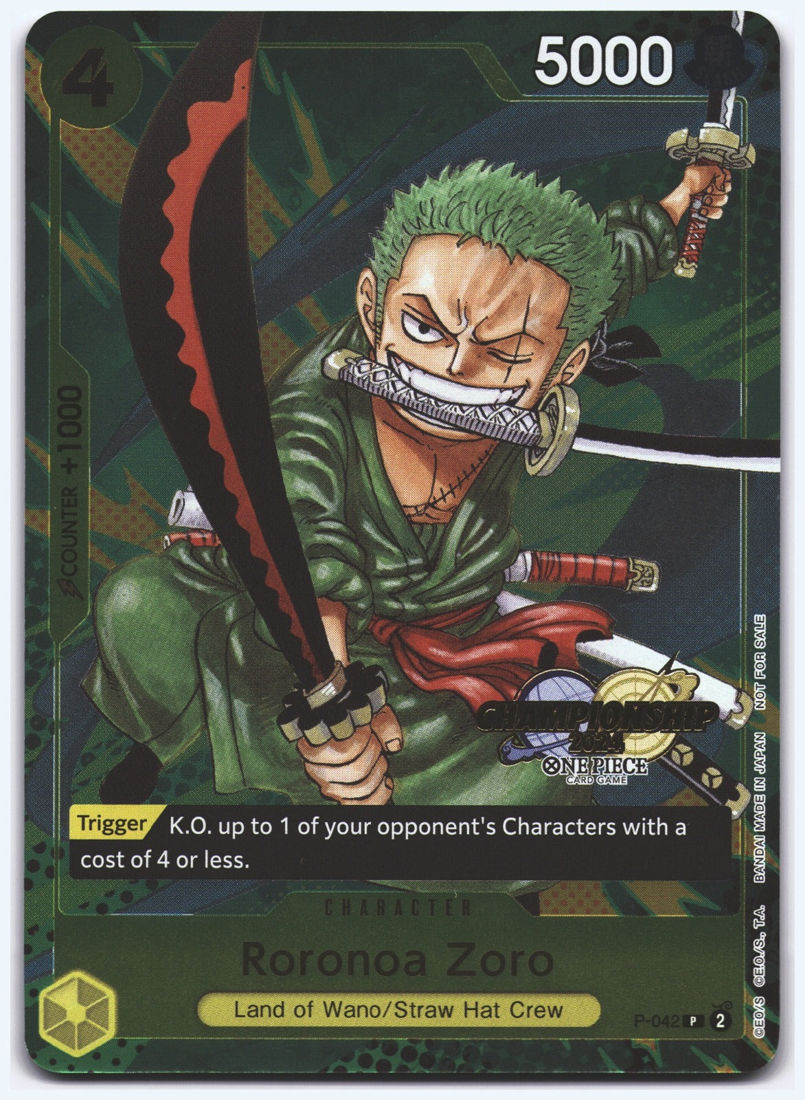 Roronoa Zoro (CS 2024 Event Pack) PR One Piece Promotion Cards P-042 NM
