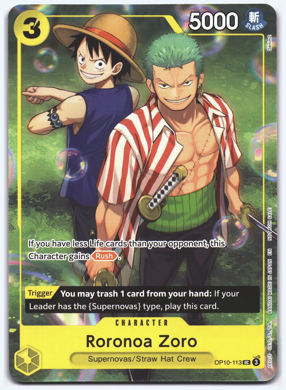 Roronoa Zoro (Learn Together Deck Set - Set Sail Event) UC One Piece Promotion Cards OP10-113 NM