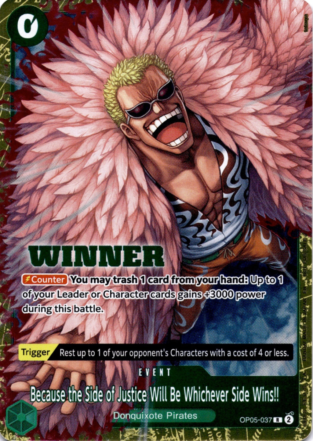 Because the Side of Justice Will Be Whichever Side Wins!! (Winner Pack 2025 Vol. 4) R One Piece Promotion Cards OP05-037 NM