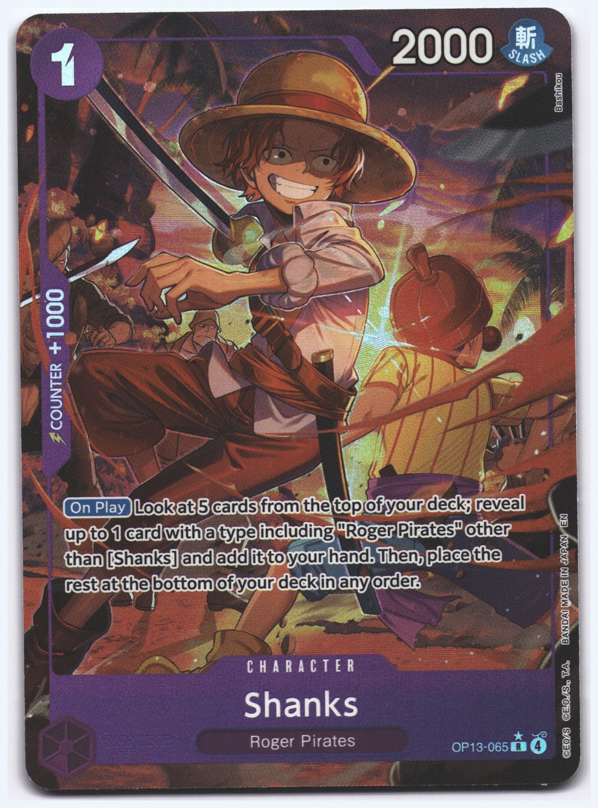 Shanks (065) (Alternate Art) R Carrying On His Will OP13-065 NM