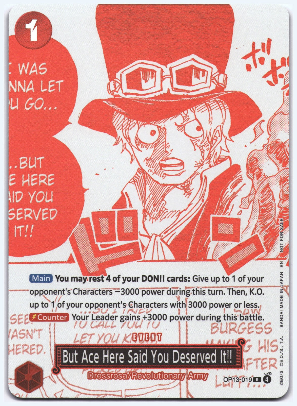 But Ace Here Said You Deserved It!! (3rd Anniversary Treasure Campaign Pack) R One Piece Promotion Cards OP13-019 NM