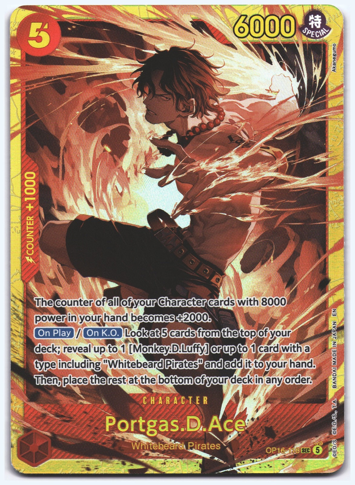 Portgas.D.Ace (118) SEC The Time of Battle OP16-118 NM