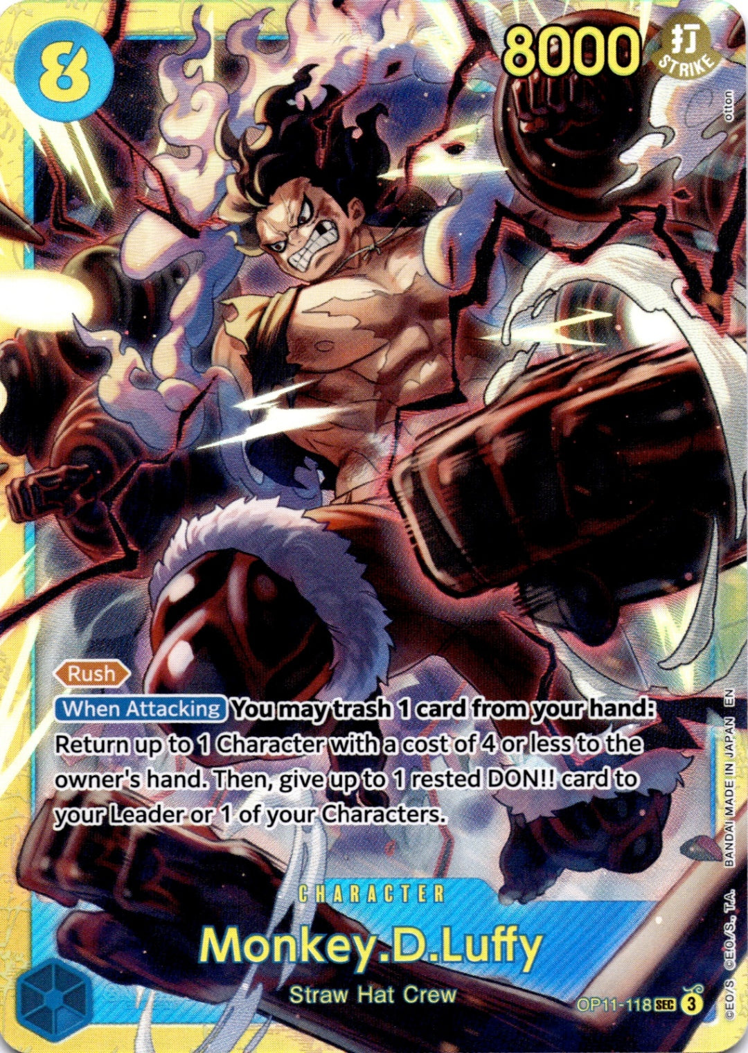 Monkey.D.Luffy (118) SEC A Fist of Divine Speed OP11-118 NM