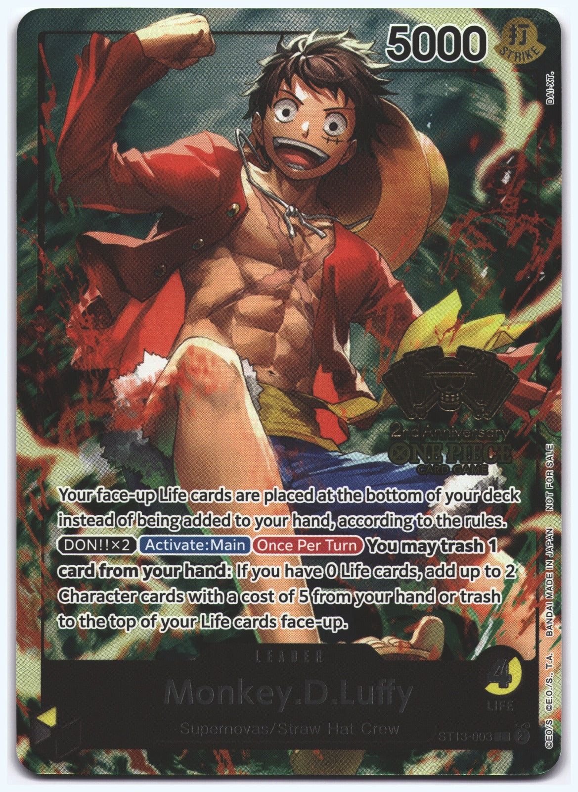 Monkey.D.Luffy (2nd Anniversary Tournament) L One Piece Promotion Cards ST13-003 NM