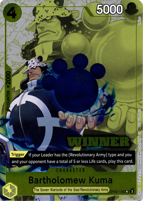 Bartholomew Kuma (Winner Pack 2025 Vol. 4) UC One Piece Promotion Cards OP09-108 NM
