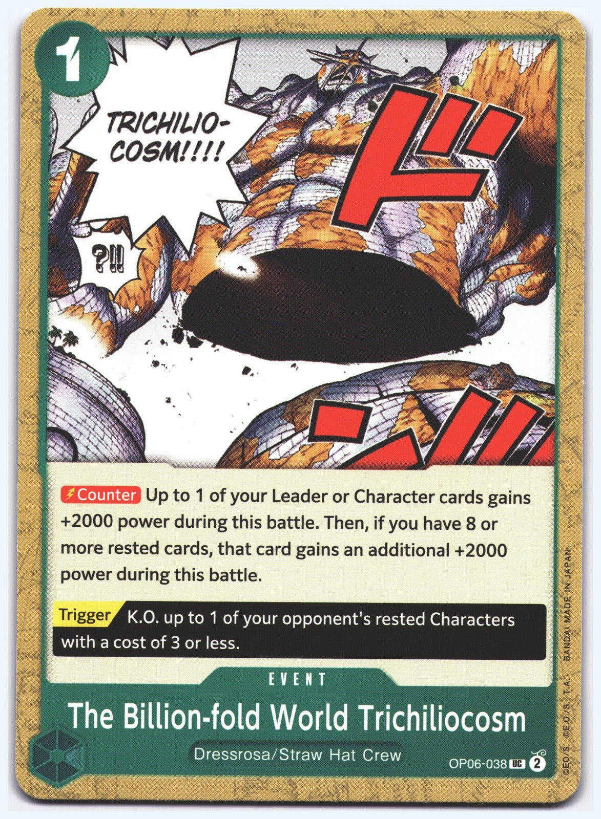 The Billion-fold World Trichiliocosm UC Wings of the Captain Pre-Release Cards OP06-038 NM