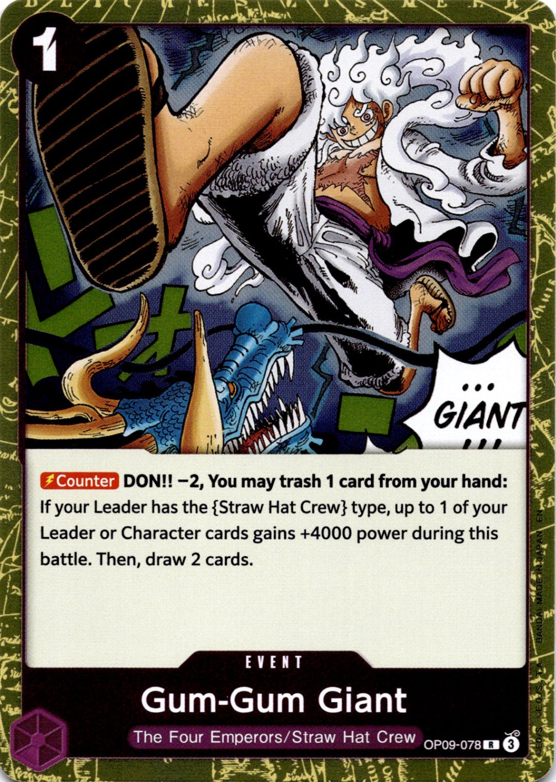 Gum-Gum Giant R Emperors in the New World OP09-078 NM