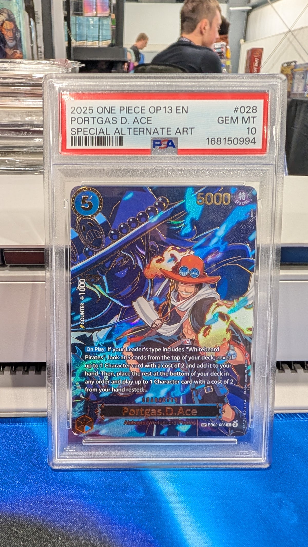 2025 One Piece EN Portgas D. Ace EB02-028 SP Alt Art PSA 10 OP13