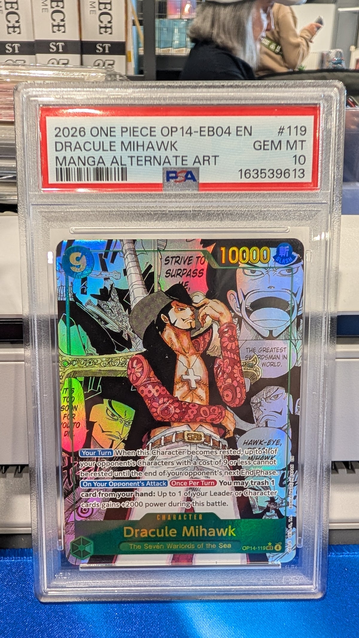 2026 ONE PIECE OP14-EB04 #119 DRACULE MIHAWK MANGA PSA 10