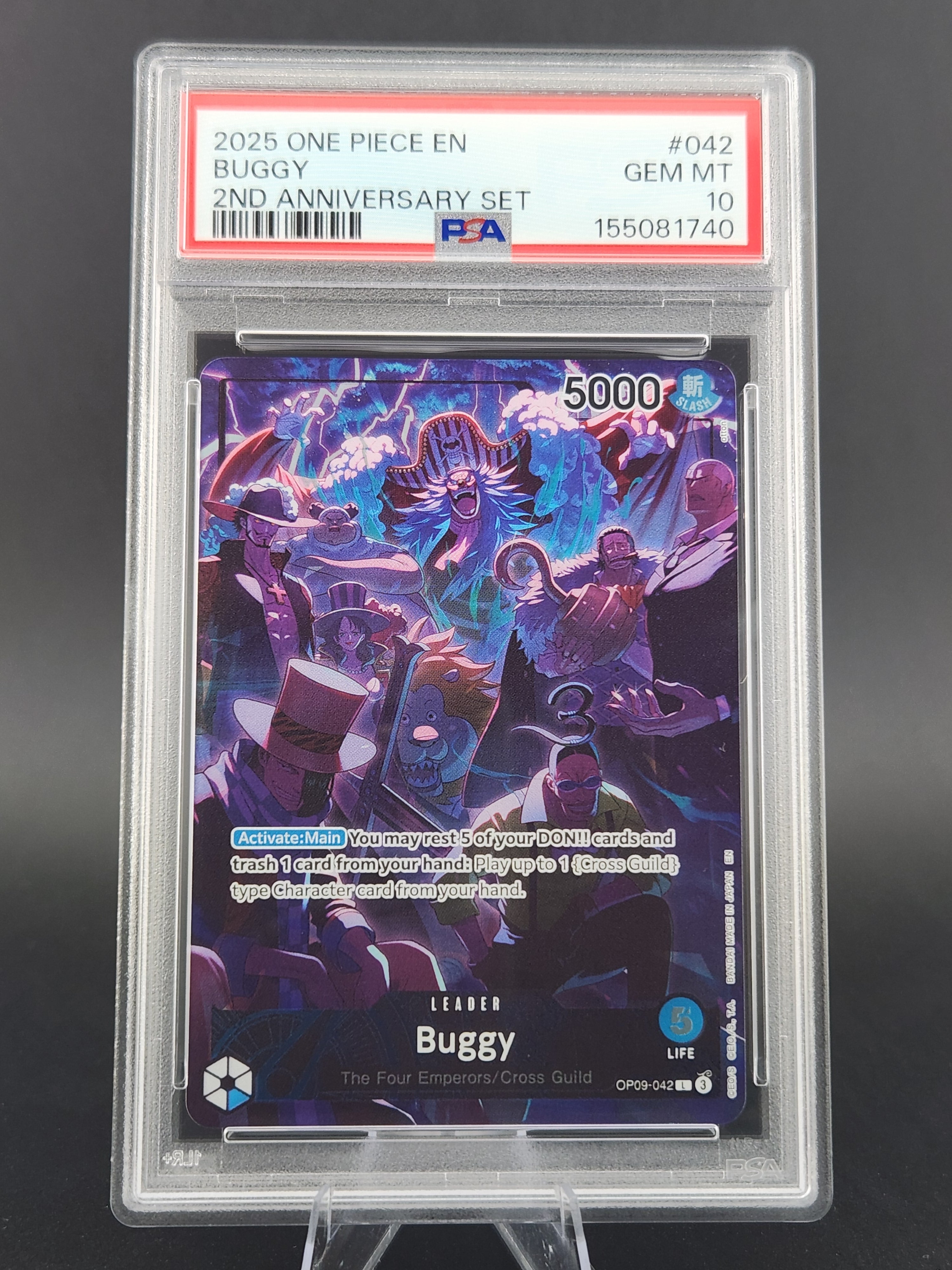 2025 ONE PIECE ENGLISH VERSION 2ND ANNIVERSARY SET #042 BUGGY PSA 10