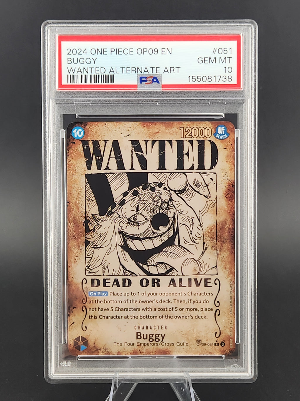 2024 One Piece OP09 EN Wanted Alternate Art #051 Buggy PSA 10 GEM MINT