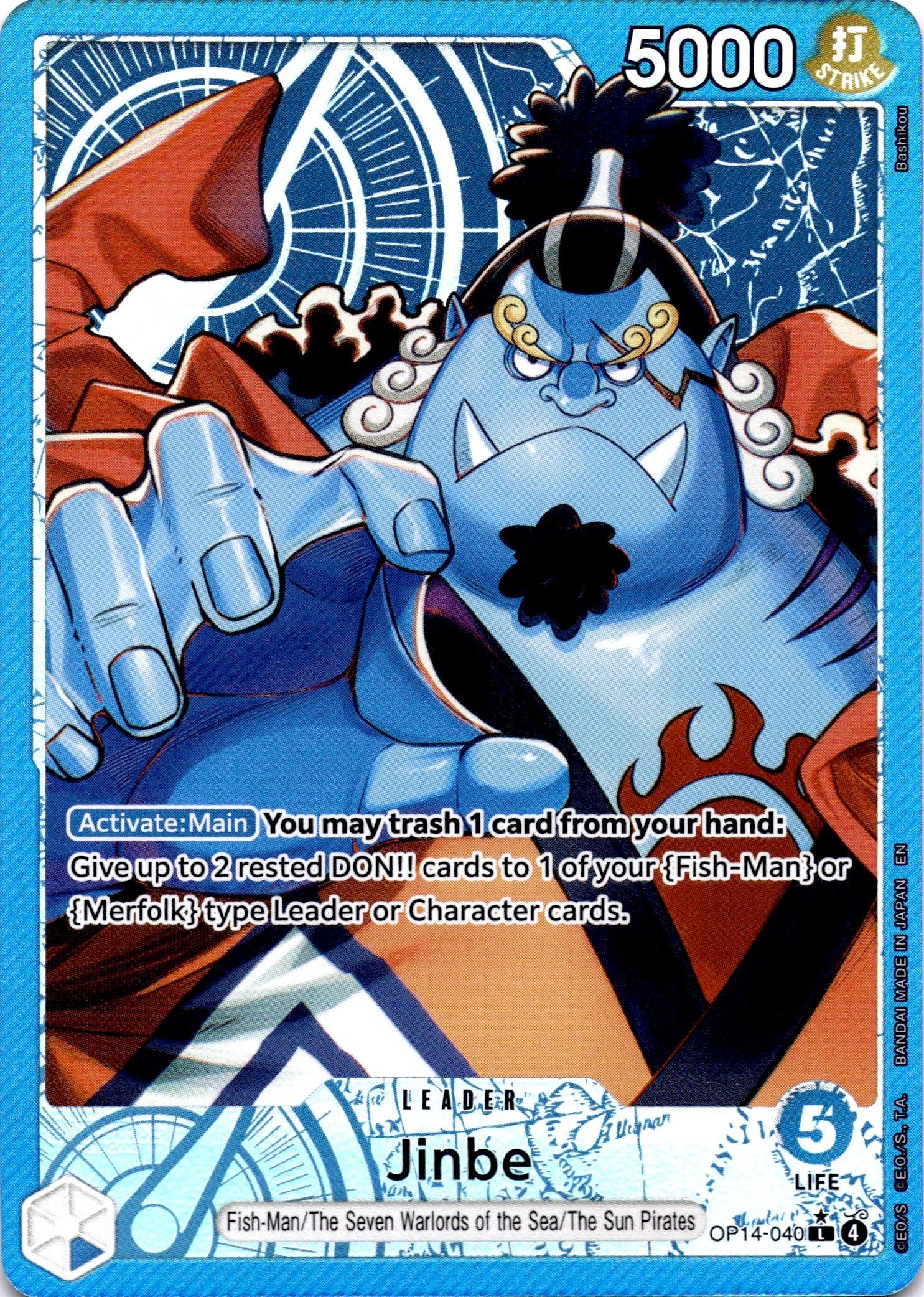 Jinbe - OP14-040 (Alternate Art) - The Azure Sea's Seven (OP14)