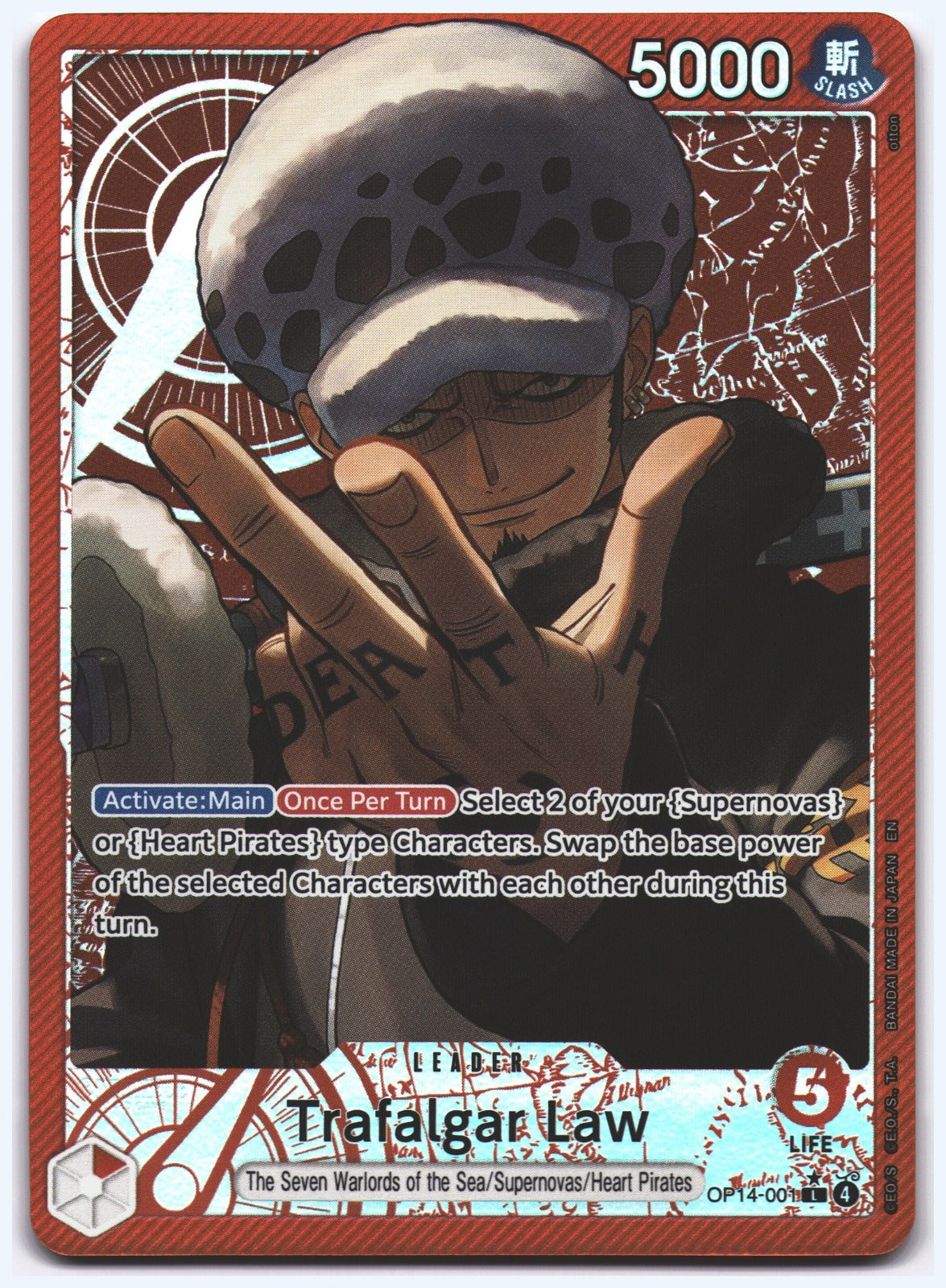 Trafalgar Law - (Alternate Art) L The Azure Sea's Seven OP14-001 NM