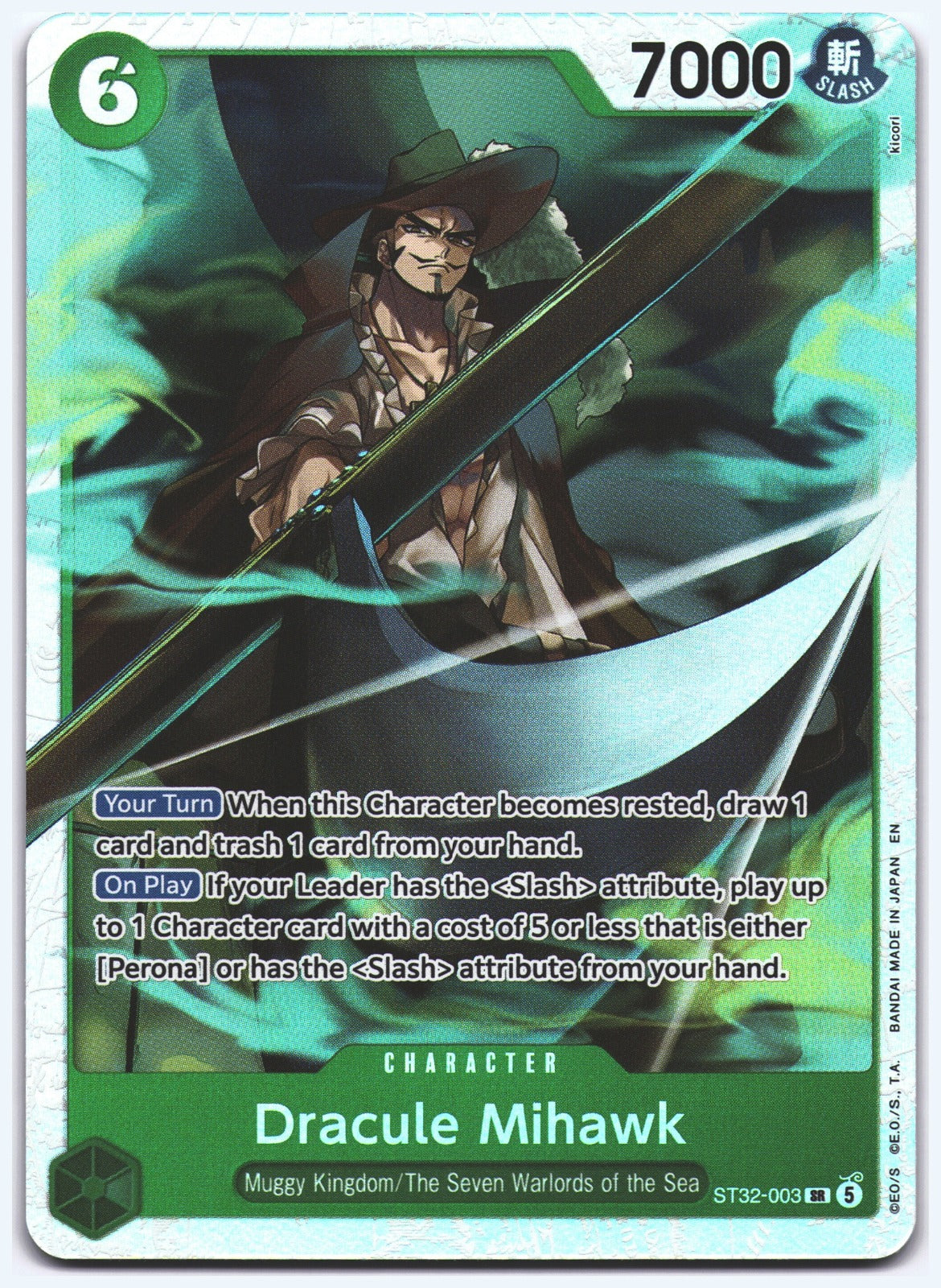 Dracule Mihawk SR Starter Deck 32: GREEN Roronoa Zoro ST32-003 NM
