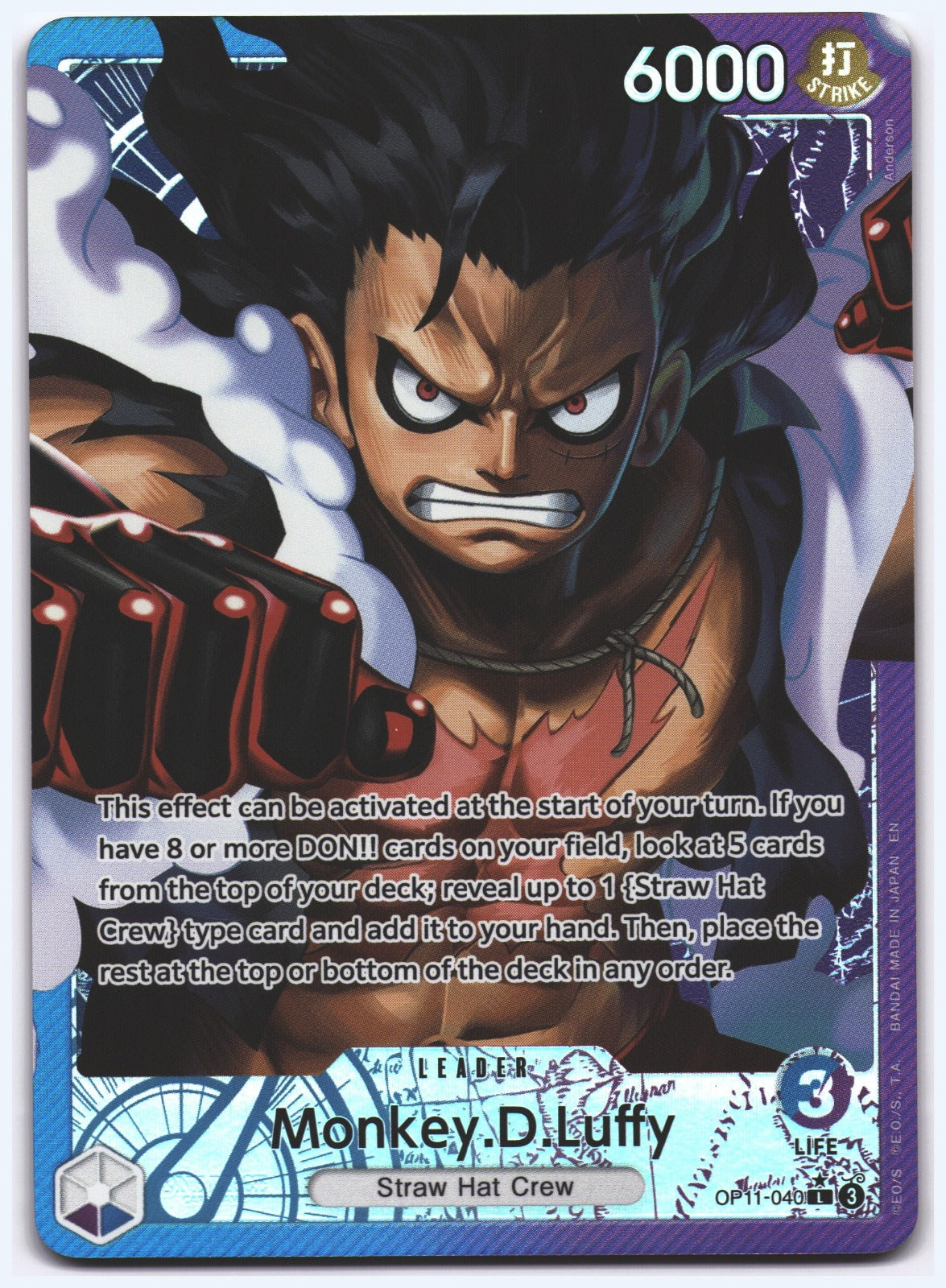Monkey.D.Luffy (040) (Alternate Art) L A Fist of Divine Speed OP11-040 NM