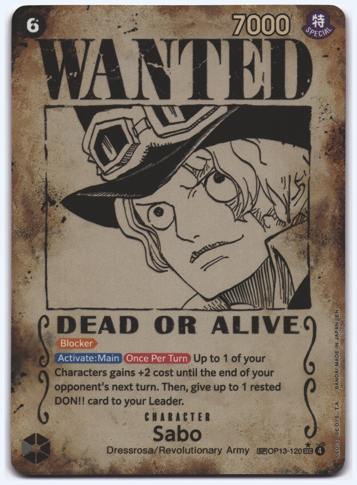 Sabo (120) (Wanted Poster) SEC Carrying On His Will OP13-120 NM
