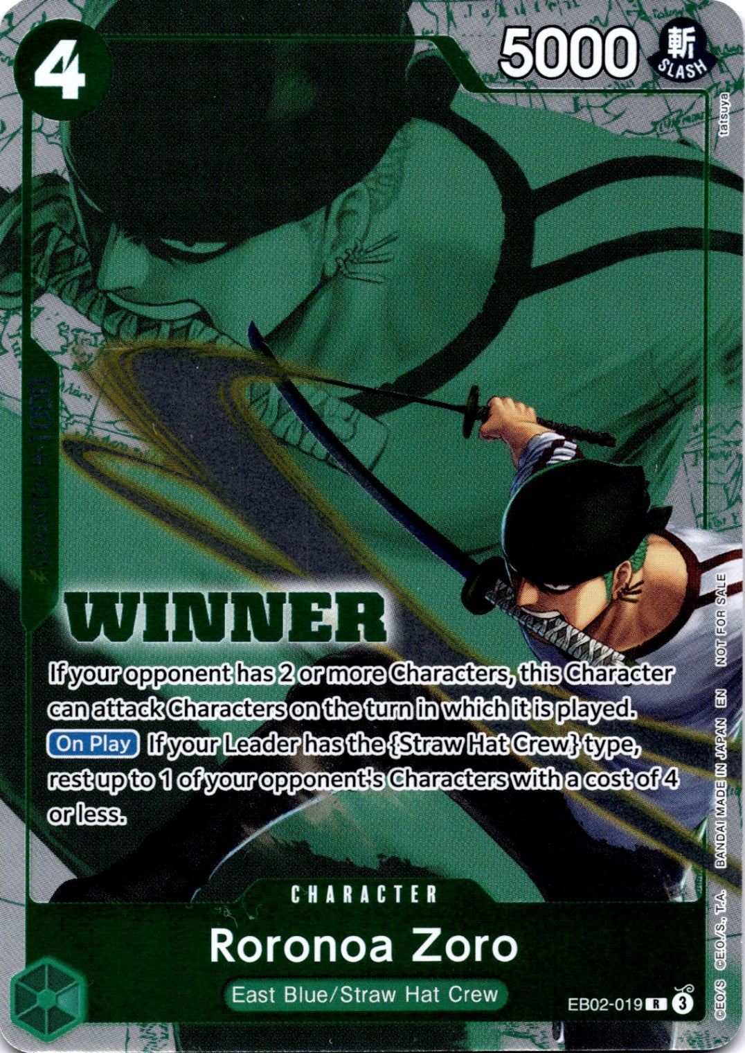 Roronoa Zoro (Winner Pack 2025 Vol. 3) R One Piece Promotion Cards EB02-019 NM