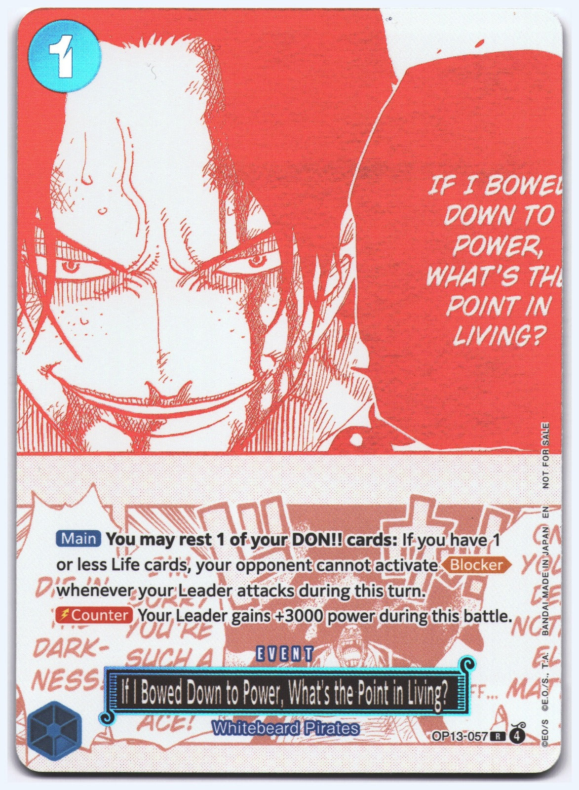 If I Bowed Down to Power, What's the Point in Living? (3rd Anniversary Treasure Campaign Pack) R One Piece Promotion Cards OP13-057 NM