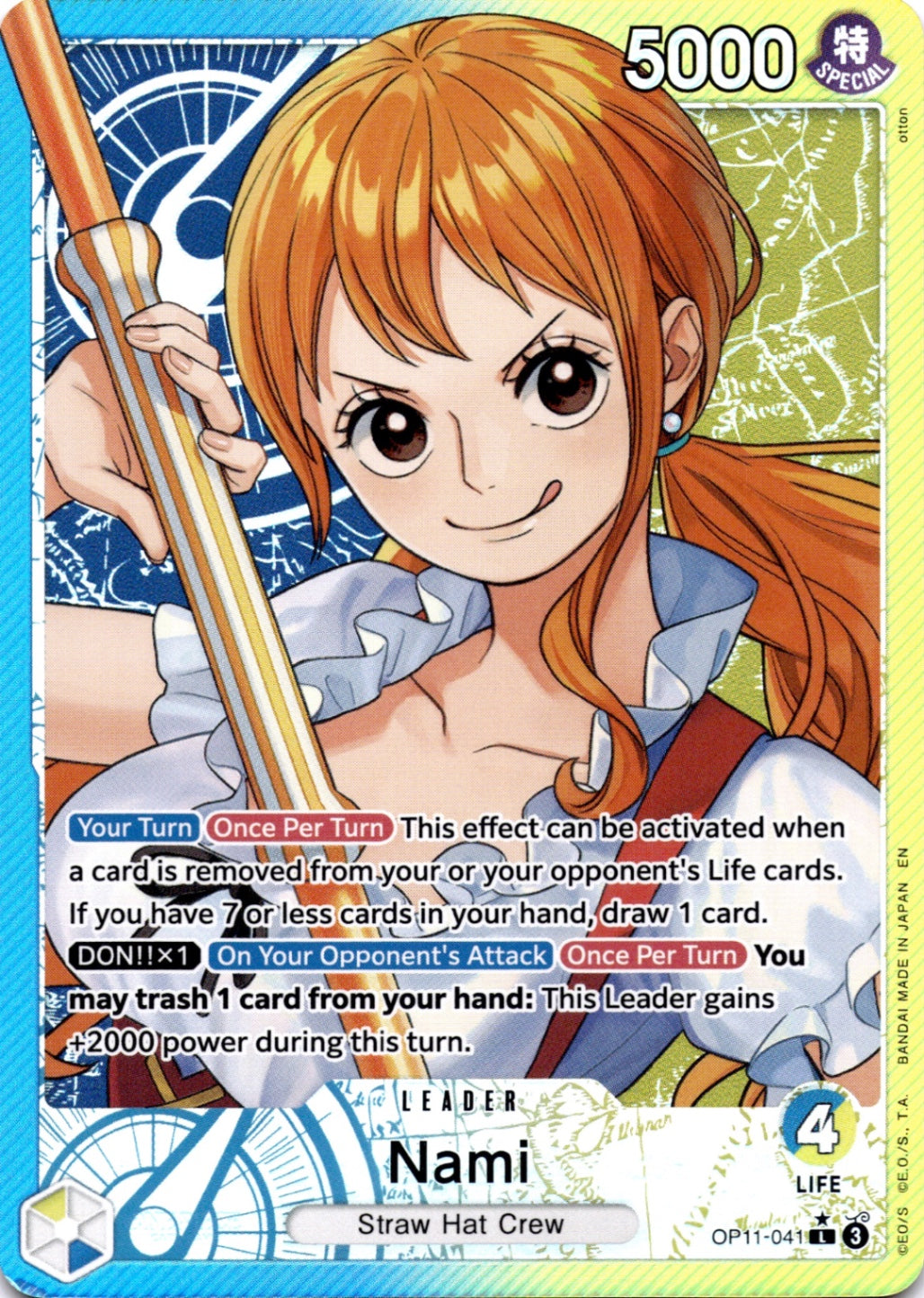 Nami (041) (Alternate Art) L A Fist of Divine Speed OP11-041 NM