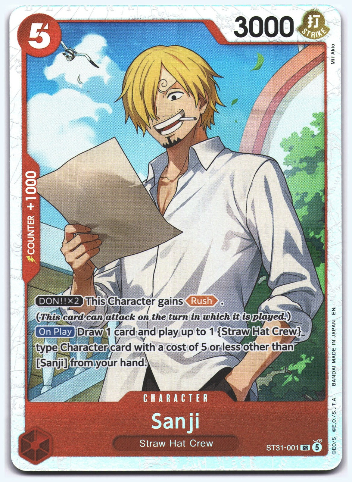 Sanji SR Starter Deck 31: RED Monkey.D.Luffy ST31-001 NM